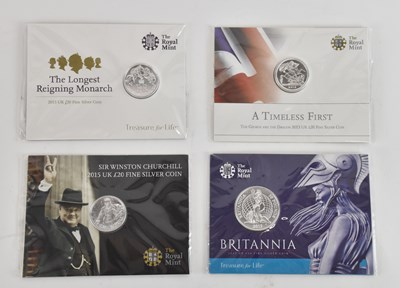 Lot 1651 - ROYAL MINT; three silver £20 fine silver coin...
