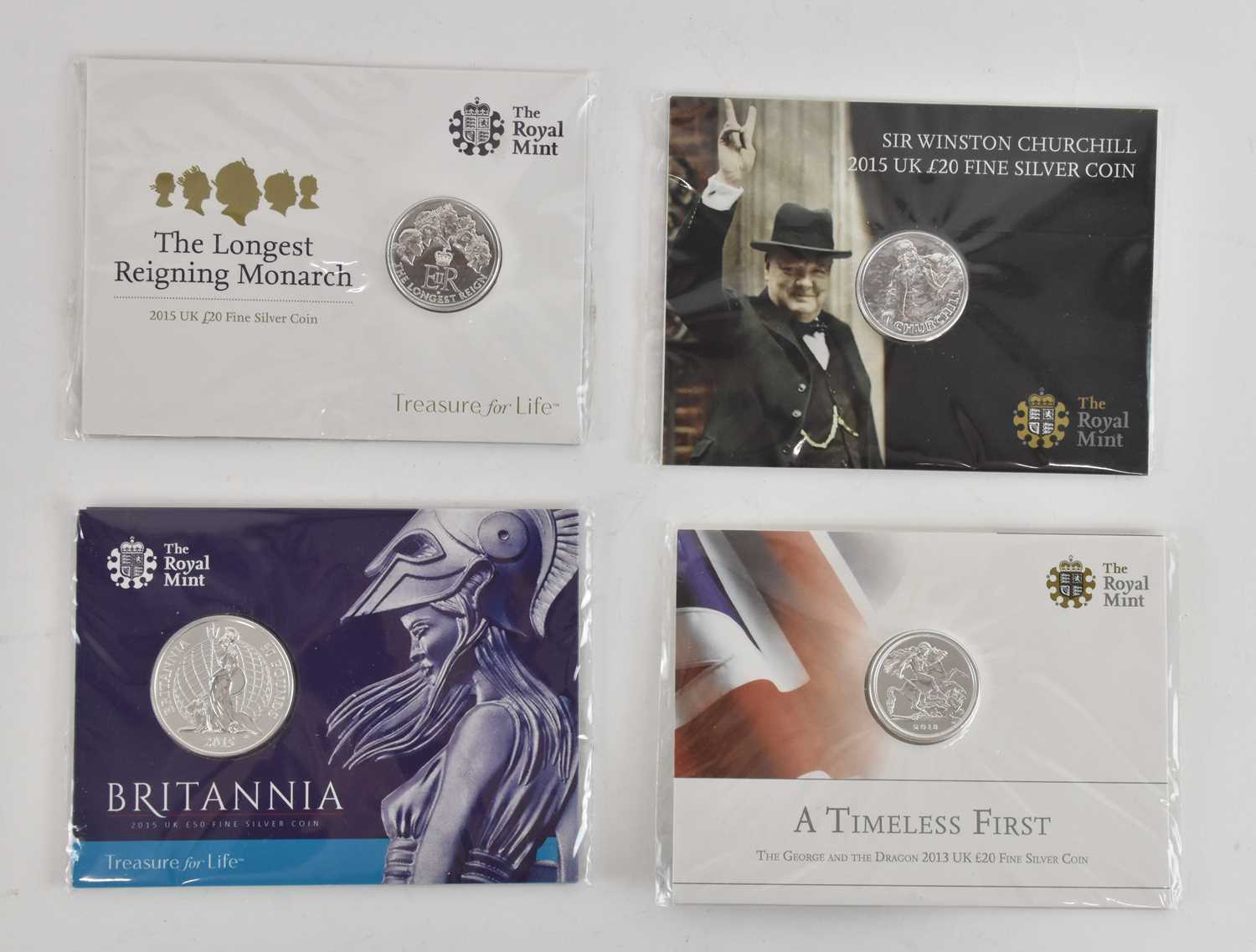 Lot 1652 - ROYAL MINT; three silver £20 fine silver coin...