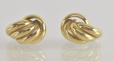 Lot 1459 - A pair of 9ct gold knot style earrings,...