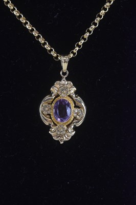 Lot 1381 - A 9ct gold belcher link necklace with hoop...