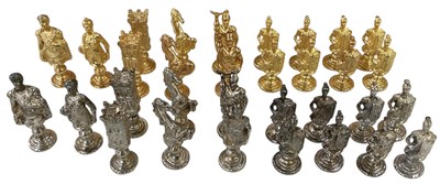Lot 308 - A modern decorative gilt and white metal chess...