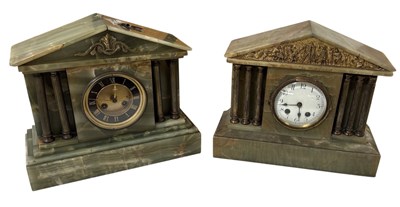 Lot 115 - A Victorian onyx eight day mantel clock, the...
