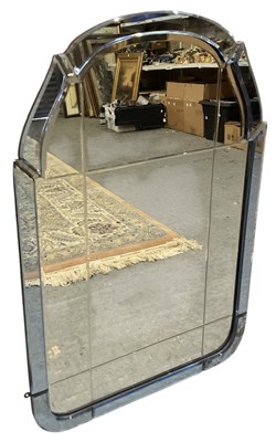 Lot 55 - An Art Deco wall mirror, with blue glass...