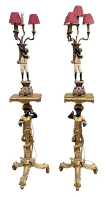Lot 93 - A pair of reproduction painted wooden...