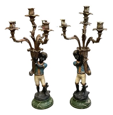 Lot 95 - A pair of reproduction painted wooden...