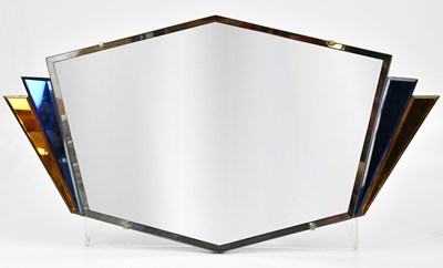 Lot 38 - An Art Deco clear, blue and amber fan shaped...