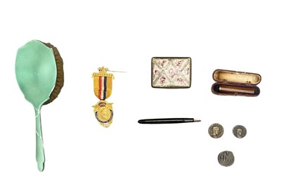 Lot 1156 - A hallmarked silver and green enamelled...