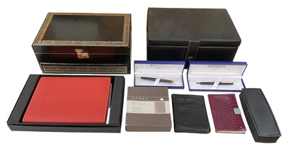 Lot 309 - WATERMAN; two blue leather pen boxes, the...