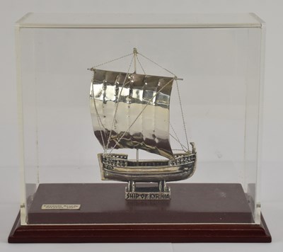 Lot 1071 - A modern 950 grade silver model of a ship,...
