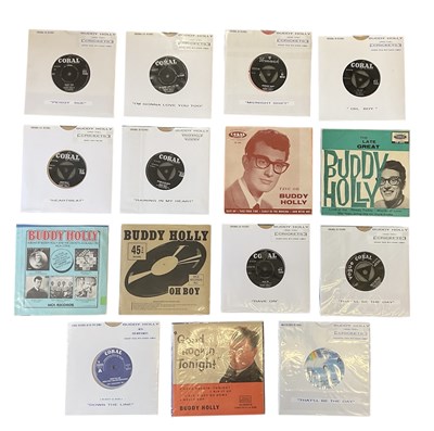 Lot 399 - BUDDY HOLLY; fifteen 45rpm records including...
