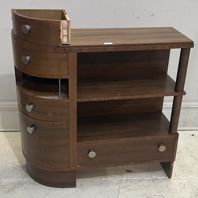 Lot 15 - An Art Deco walnut side cabinet with an...