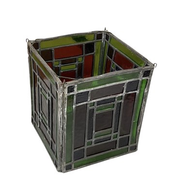 Lot 311 - An early 20th century square leaded stained...