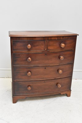 Lot 1132 - A Victorian mahogany bowfront chest of two...