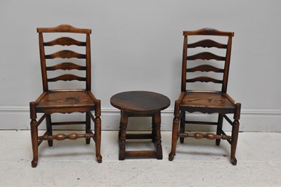 Lot 1173 - Two 19th century elm seated ladderback type...