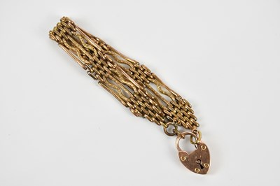 Lot 41 - A gold plated gate link bracelet with 9ct...