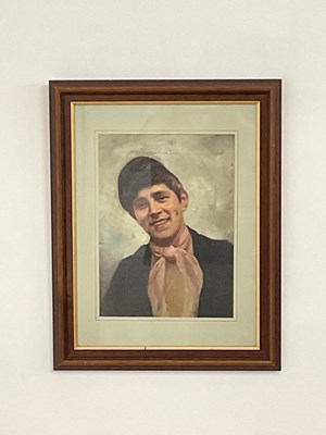 Lot 299 - UNATTRIBUTED; oil, young man smoking and...