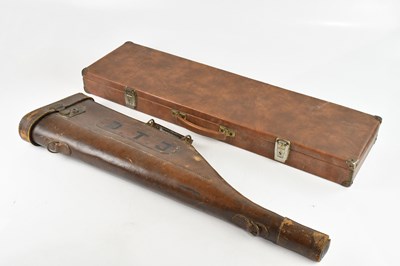 Lot 1530 - A leg of mutton gun case, bearing initials...