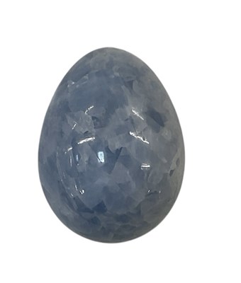 Lot 327 - A blue calcite egg, length approx 5.5cm.