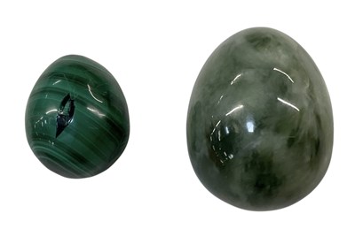 Lot 333 - Two carved hardstone eggs comprising rose...