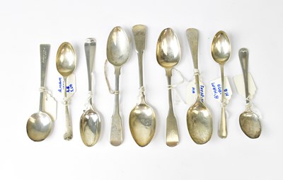 Lot 719 - Nine hallmarked silver teaspoons, various...