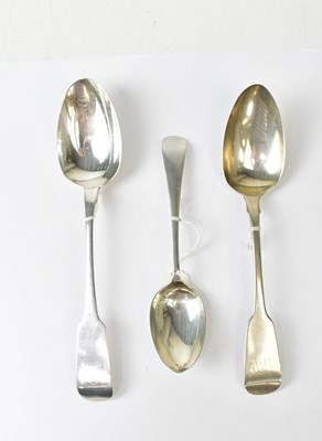 Lot 711 - Three hallmarked silver serving spoons,...