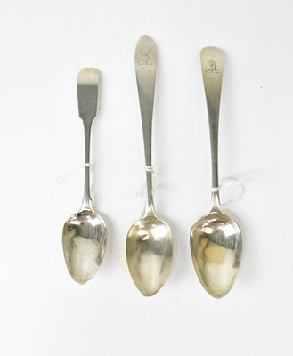 Lot 710 - Three Irish hallmarked silver spoons,...