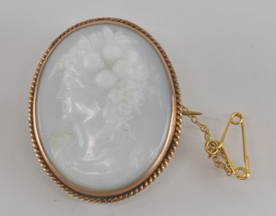 Lot 1478 - A Victorian white opaque glass cameo brooch,...