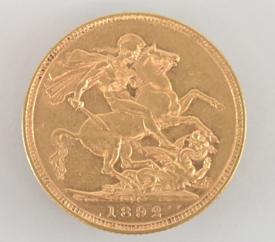Lot 1595 - A Victoria full sovereign, 1892, Jubilee head,...