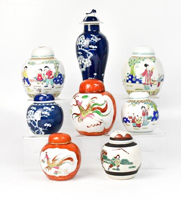 Lot 364 - A collection of seven lidded ginger jars,...