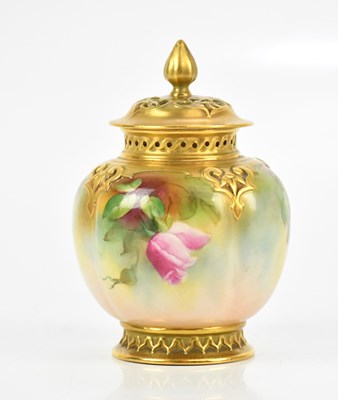 Lot 1643 - ROYAL WORCESTER; a hand painted pot pourri and...