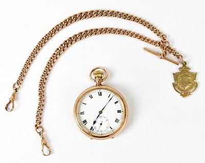 Lot 943 - A 9ct yellow gold open face pocket watch, the...