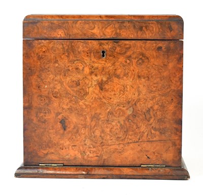 Lot 508 - A burr walnut portable writing slope, with two...