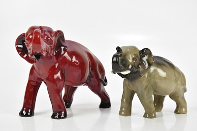Lot 1584 - ROYAL DOULTON; a flambé model of an elephant...