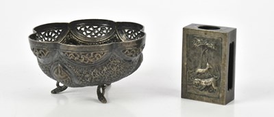 Lot 2123 - An Eastern white metal bowl with pierced...