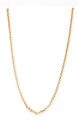 Lot 862 - A 9ct gold belcher link necklace, length 43cm,...