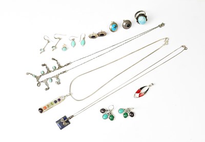 Lot 899 - A group of 925 silver and gemstone jewellery,...