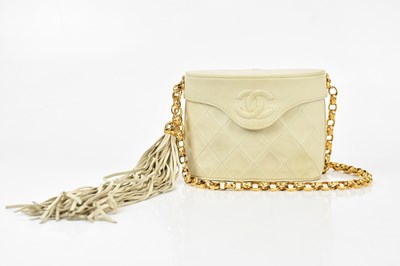 Lot 656 - CHANEL; a cream quilted lambskin Matelasse...