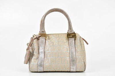 Lot 662 - FENDI; a silver and pink Bauletto Boston bag,...