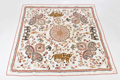 Lot 685 - HERMÈS; a 100% silk twill 'Carré Kantha' scarf,...