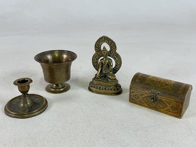 Lot 239 - A 19th century Sino-Tibetan polished brass...