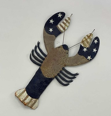 Lot 316 - An American metal wall art lobster, 74 x 44cm.