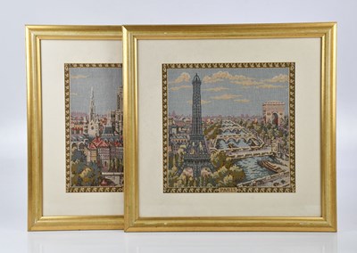 Lot 1412 - A pair of tapestries, both titled 'Paris', the...
