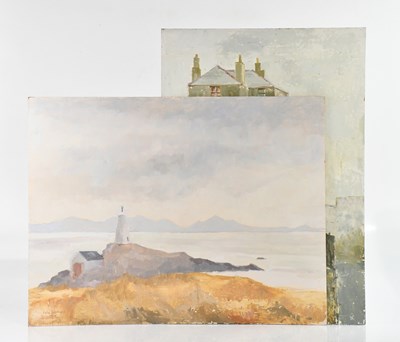 Lot 243 - LOLA SPAFFORD (b. 1930); oil on board, houses...