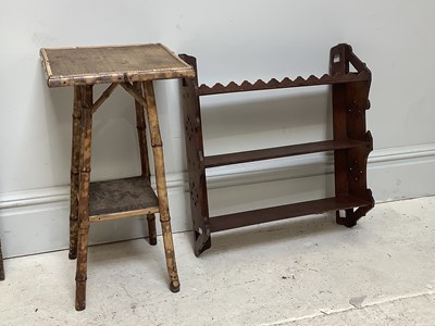 Lot 1209 - A bamboo side table, height 68cm, width 35cm,...