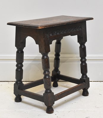 Lot 1210 - A 19th century oak joint stool, height 52cm,...