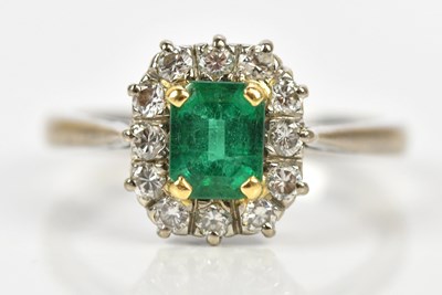 Lot 358 - A white metal diamond and emerald set dress...