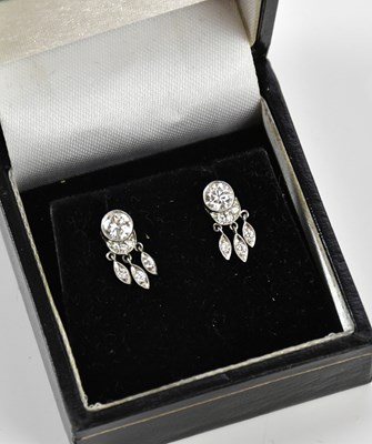 Lot 174 - A pair of white metal diamond set tassel...