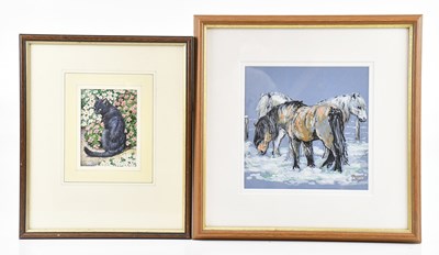 Lot 1167 - J WILLS; watercolour, ponies grazing, 20 x...