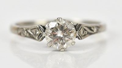 Lot 388 - An 18ct white gold and platinum diamond...