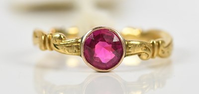 Lot 485 - A Victorian yellow metal synthetic ruby dress...